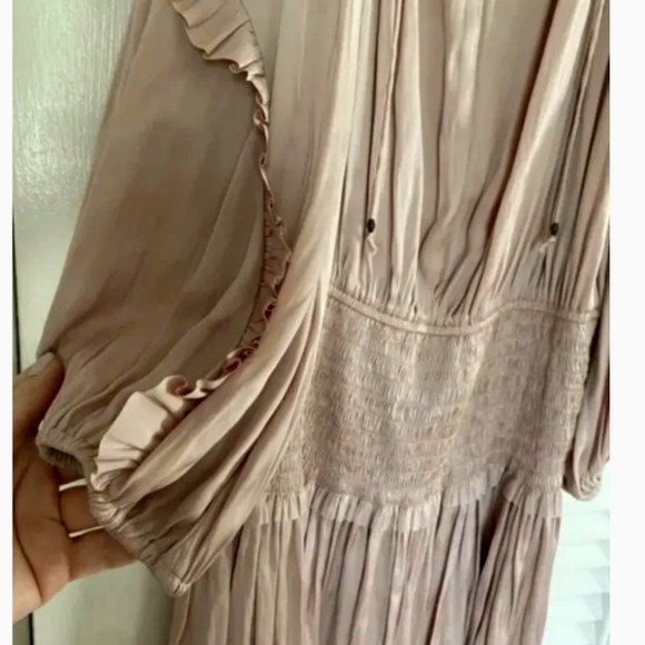 Ulla Johnson Blush Pink Satin Isla Cold Shoulder - Picture 4 of 7